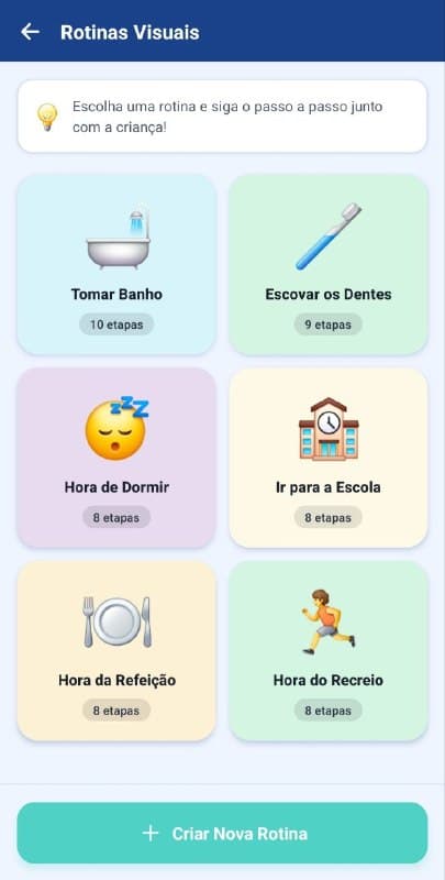 Aba de Rotinas do Modo Tagarela no ZeloBlu — rotinas prontas e personalizáveis para crianças com TEA